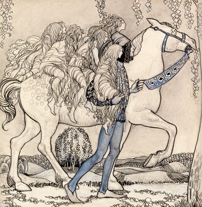 The Horse Led Him by the Bridle and Thus They Traveled Through the Forest by John Bauer